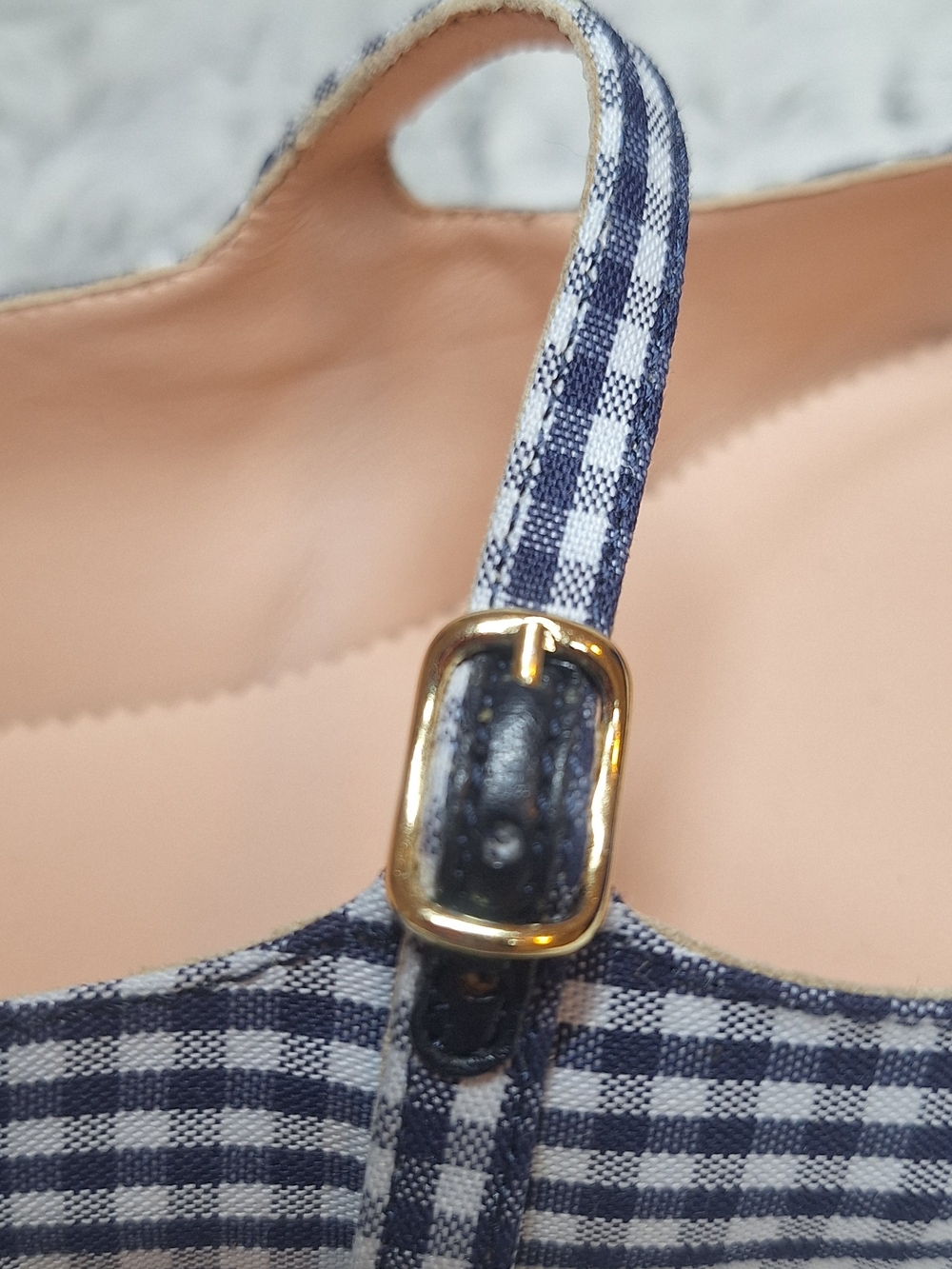 NWOT J.Crew Pointed-Toe Mary Jane Flats in Navy Gingham – Size 11 - Picture 6 of 7